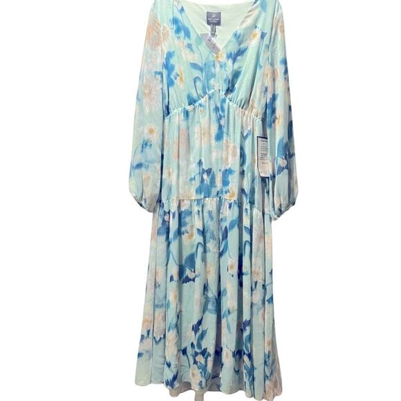 Adrianna Papell Women's Floral Chiffon Tiered Dress mint size 6 - Picture 12 of 16